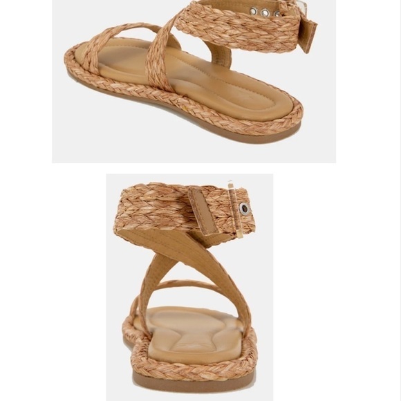 SPLENDID Women’s Persia Raffia Ankle Wrap Leather Flat Sandal Size 6.5 NEW - Picture 7 of 10